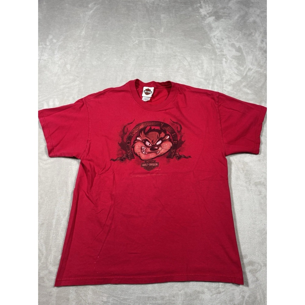 Vintage Harley Davidson T Shirt Size Large Red Taz Bugs Bunny MADE IN USA